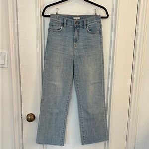 Splendid Light Wash Cropped Wide Leg Raw Hem Jean